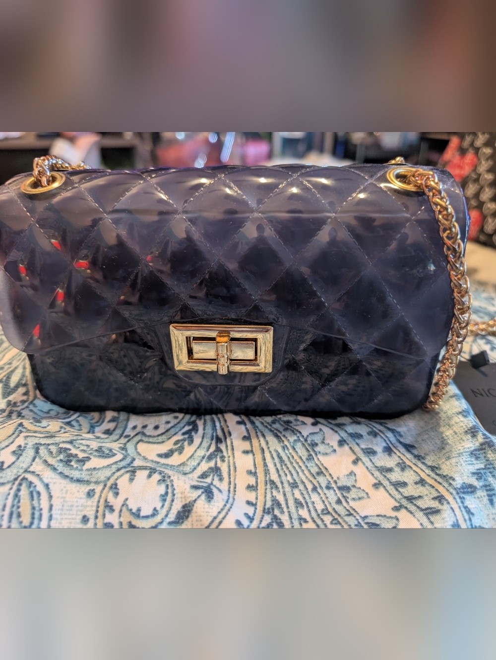 Quilted Jelly Crossbody Bag with Gold Turn-Lock